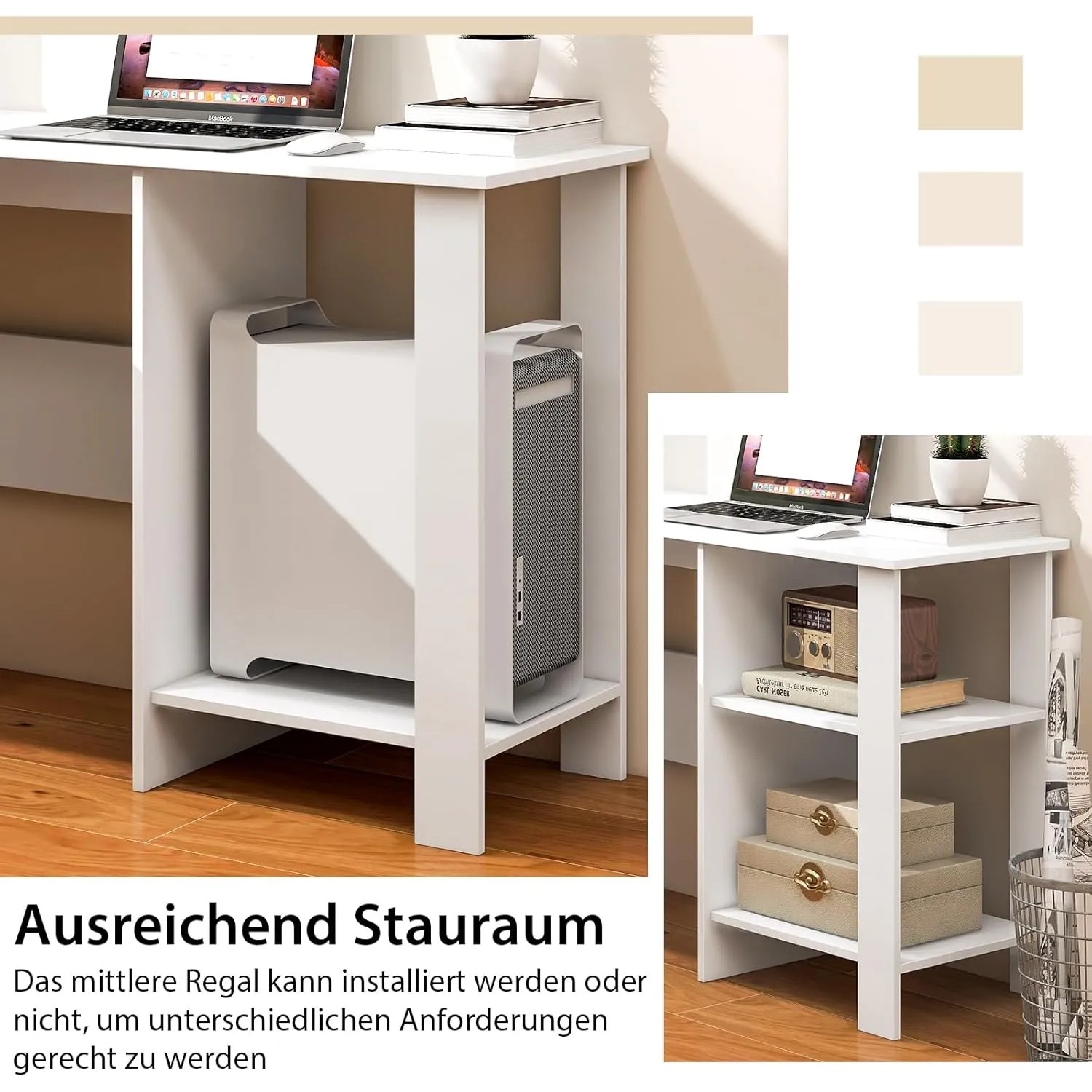 Costway Schreibtisch L-Form Ecktisch Computertisch Weiß_4