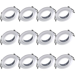 Oktaplex 12er Set Einbauleuchte Aluminium Lyon Flach für LED-Module Deckenspot Silber Rund