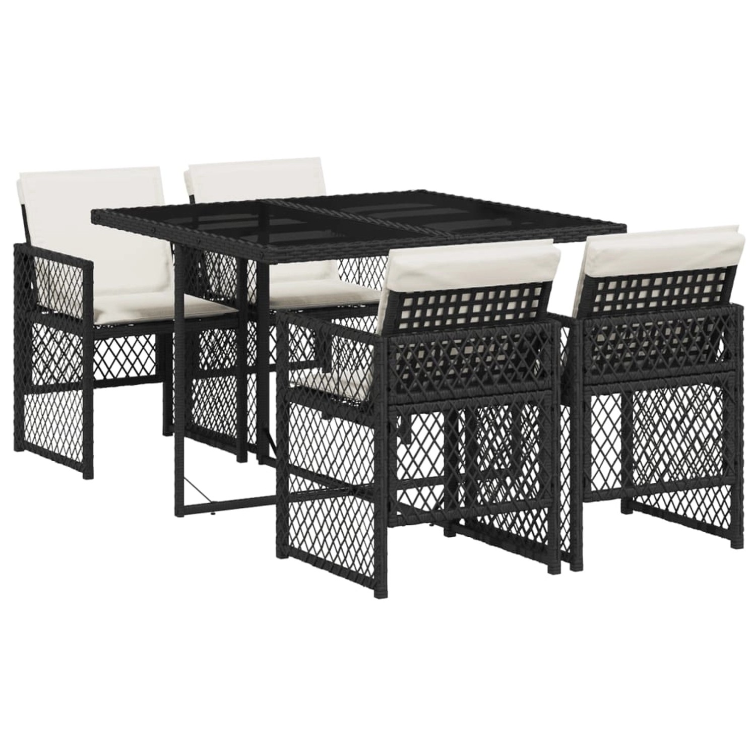 vidaXL 5-Tlg Garten-Essgruppe mit Kissen Schwarz Poly Rattan 3210714 günstig online kaufen