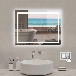 Aica Badspiegel 100x80 cm mit LED-Beleuchtung, kaltweiß und beschlagfrei im Badezimmer.