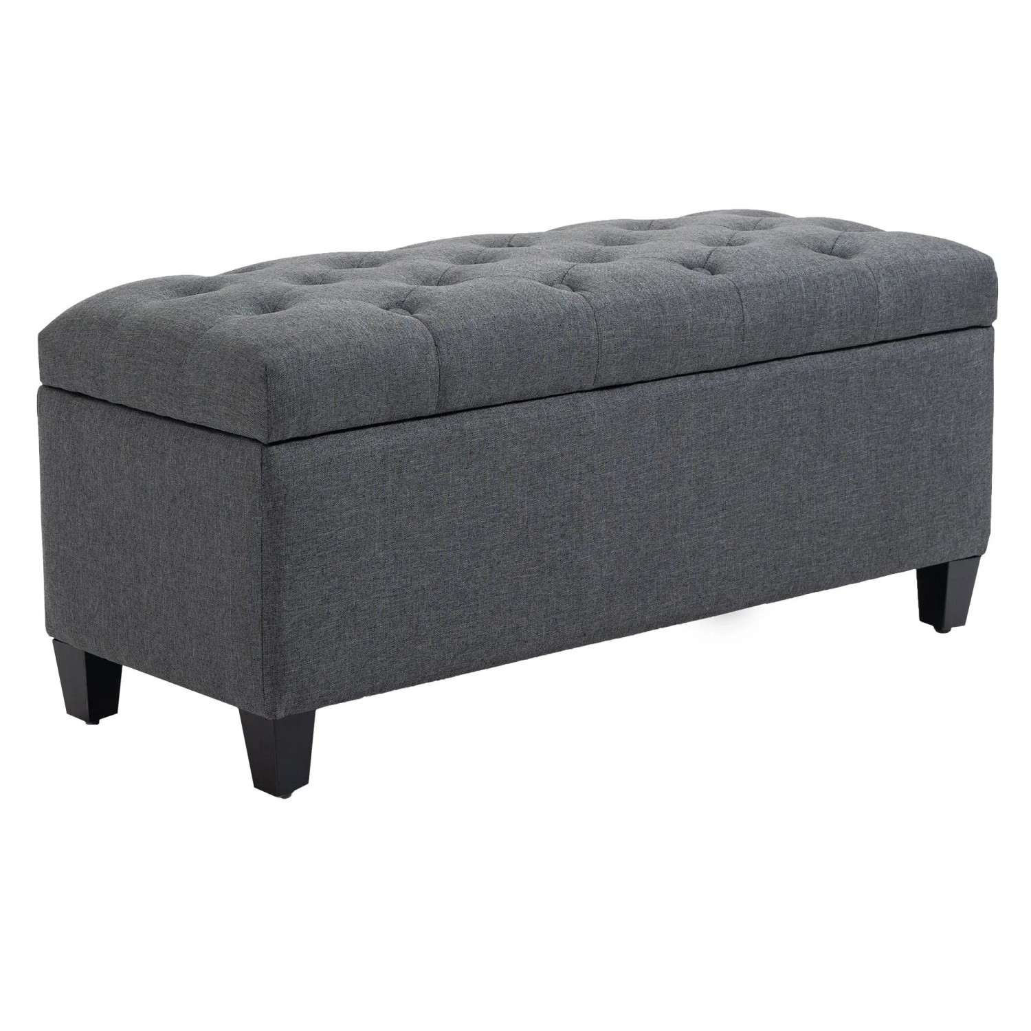 HOMCOM Sitzbank mit Stauraum Polyester Gummiholz Dunkelgrau 100 x 40 x 44 cm