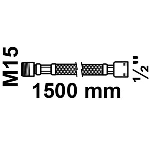 Kirchhoff Geschirrbrauseschlauch, 150 cm, schwarz, mit 1/2IG und M15AG Anschluss.