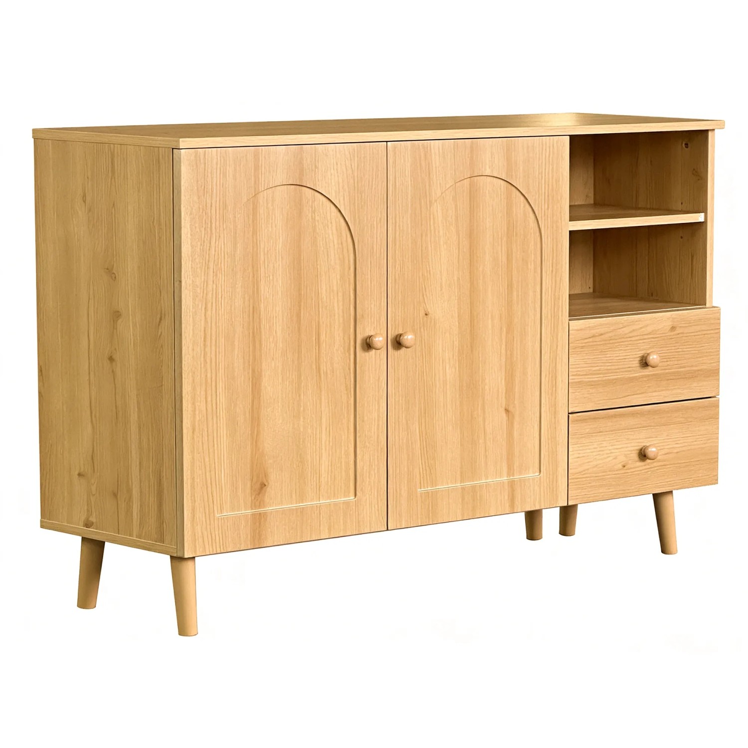 Merax Sideboard 2 Schubladen 2 Türen Holzfüße Stauraum