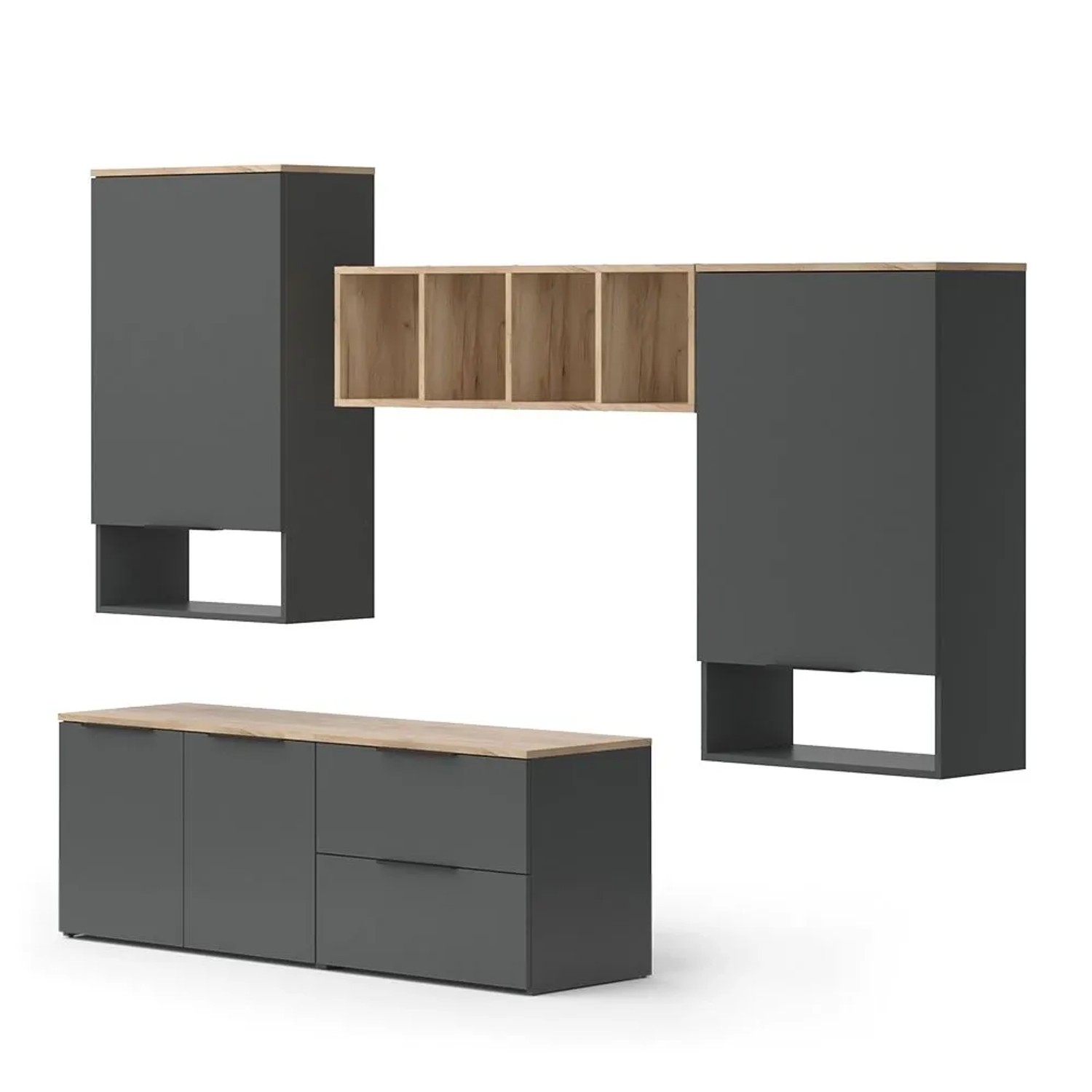 Vicco Wohnwand Wido Anthrazit 80 x 50 5 Teile Art Nr 49800