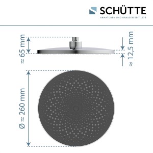Schütte Kopfbrause Capri, Chrom/Anthrazit, mit Maßangaben
