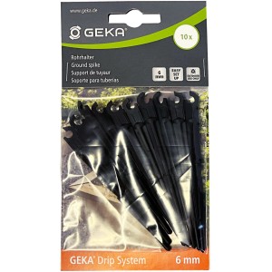 10er Set Geka Drip Rohrhalter Erdspieße, 6 mm, zur Fixierung von Micro-Drip-System Rohren im Garten.