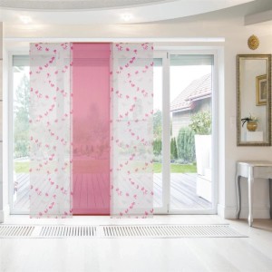 Bestlivings Schiebegardine Elena 3er Set Himbeere Paradise, Fenstervorhang mit Print.