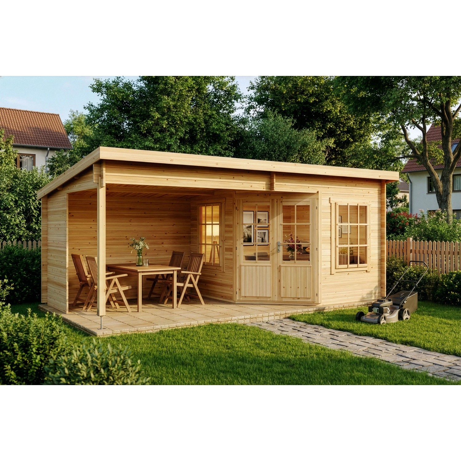 Alpholz Gartenhaus Carl-28 Pultdach Unbehandelt 622 cm x 332 cm