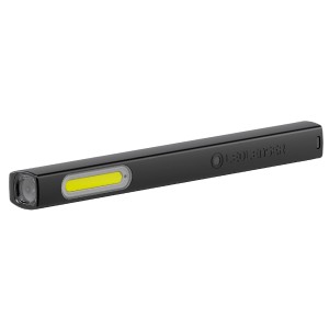 Schwarze Ledlenser W2 Work Arbeitsleuchte im Taschenformat.