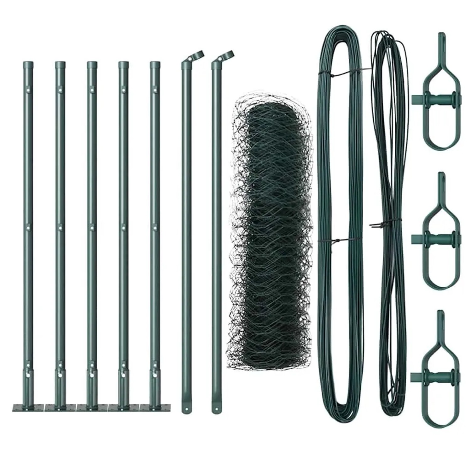 vidaXL Zaunpfosten Grün 10 x 0,4 m 50 mm Netz Stahl und PVC 3353467 günstig online kaufen