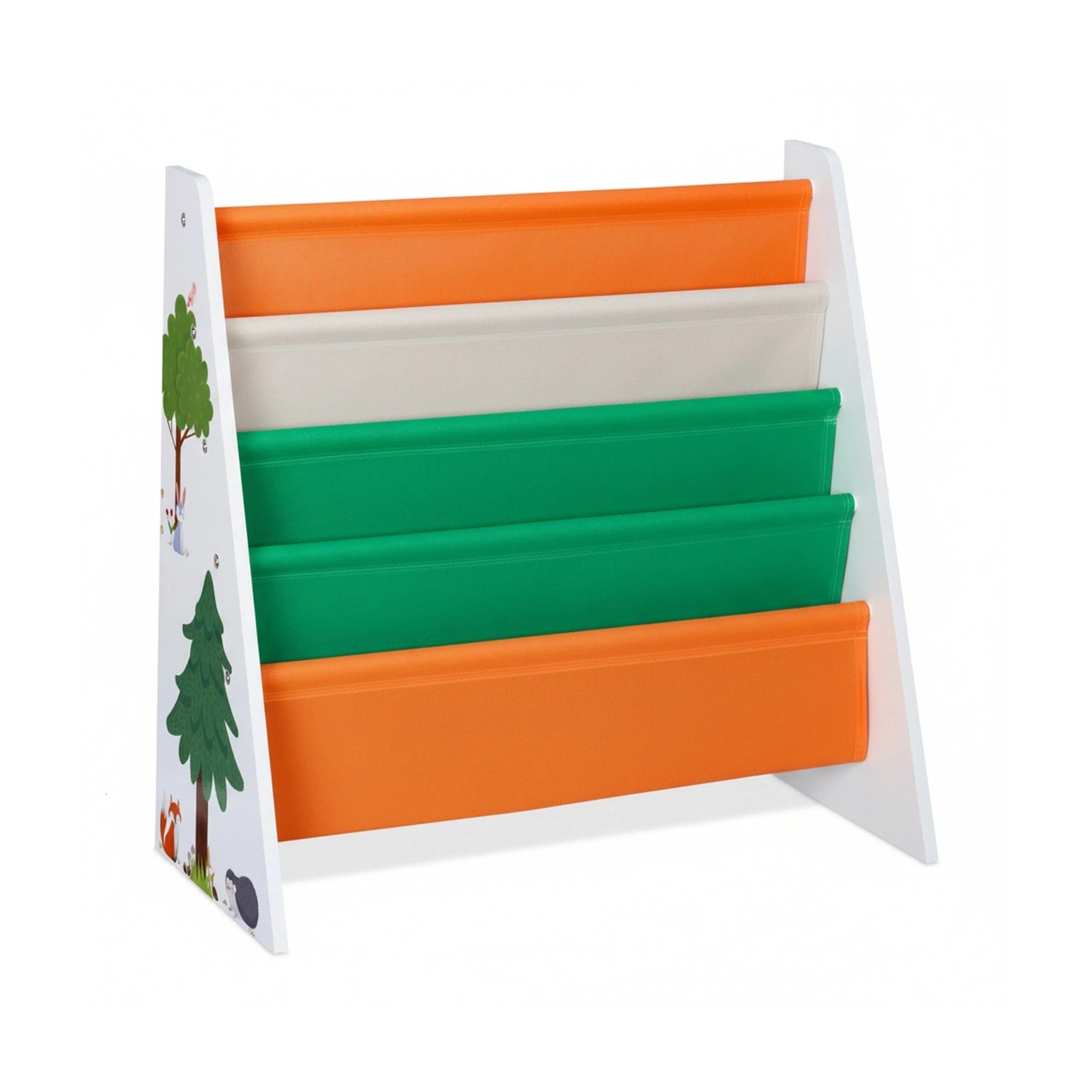 Relaxdays Kinderbücherregal Spanplatte Vliesstoff Eisen Bunt 60 cm x 62,5 cm x 28 cm 2,8 kg