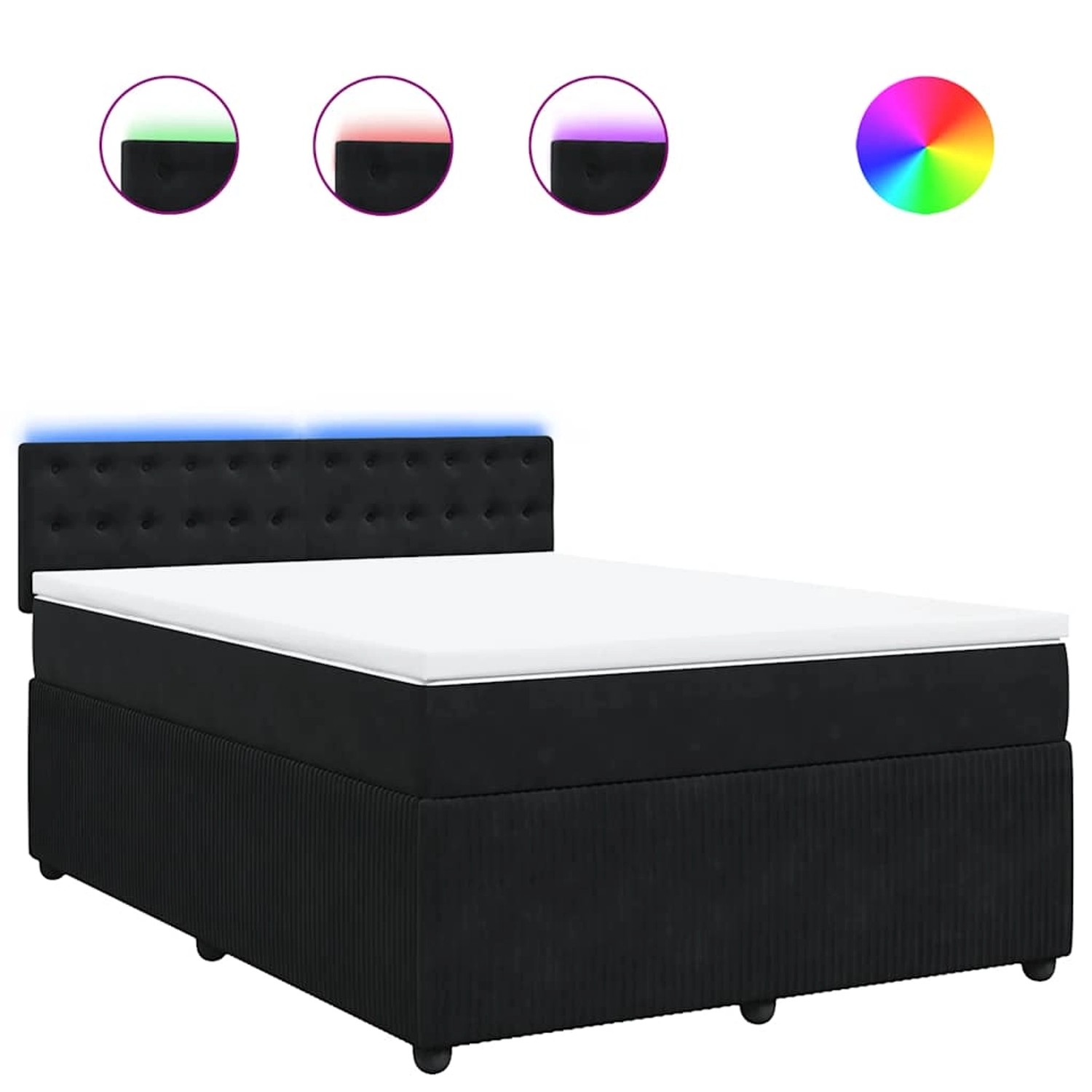 vidaXL Boxspringbett mit Matratze Schwarz 140x200 cm Samt 3290072 günstig online kaufen