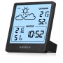 Schwarze Kienzle Funk-Wetterstation Slim mit Display für Innen- und Außentemperatur.
