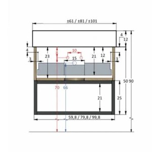 Skizze des pianura Giulia Waschtisch mit Unterschrank, Maße und Details.