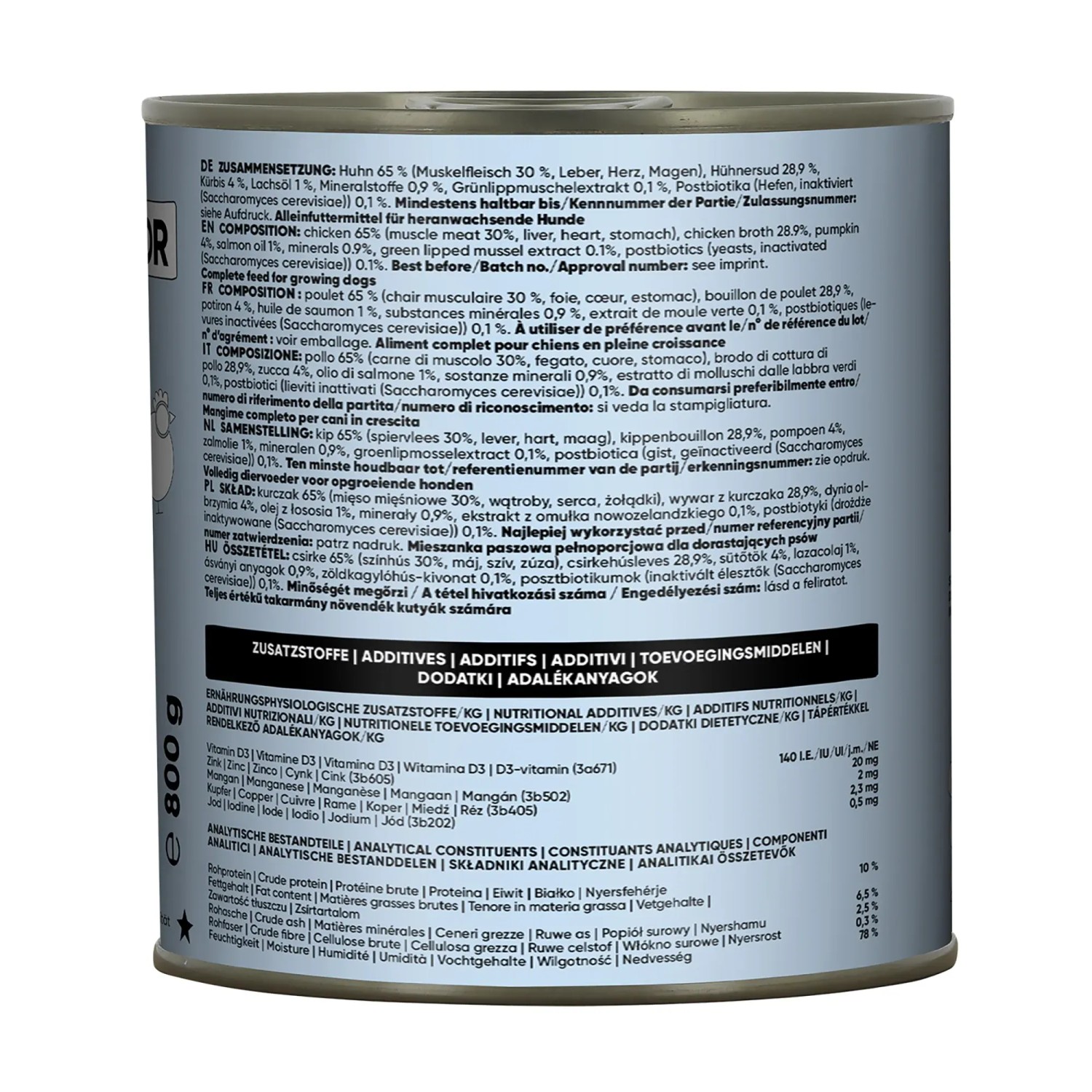 Lucky Jim Hunde-Nassfutter Junior Huhn, 800g Dose. Alleinfutter für Welpen und Junghunde.