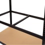 Detailaufnahme: Schwarzes MCW Schwerlastregal (180x90x40cm) mit MDF-Boden. Stecksystem.
