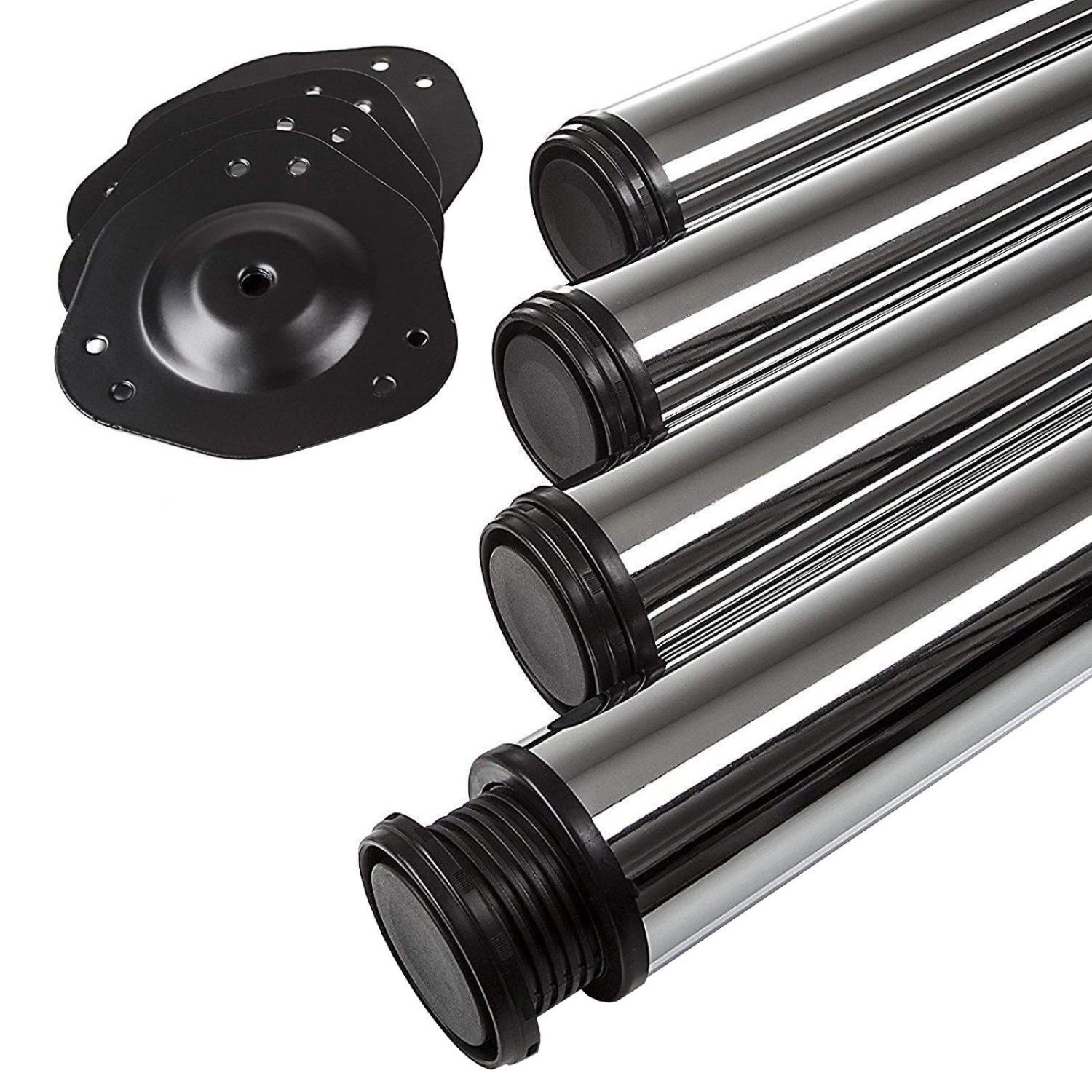 SOTECH 4er Set Tischbeine Höhe 1100 mm Höhenverstellbar Ø 60 mm CHROM Poliert Tragkraft bis 75Kg Je Fuß