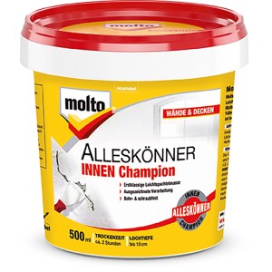 Molto Alleskönner Champion Innen, 500ml, weiße Spachtelmasse für Wände und Decken.