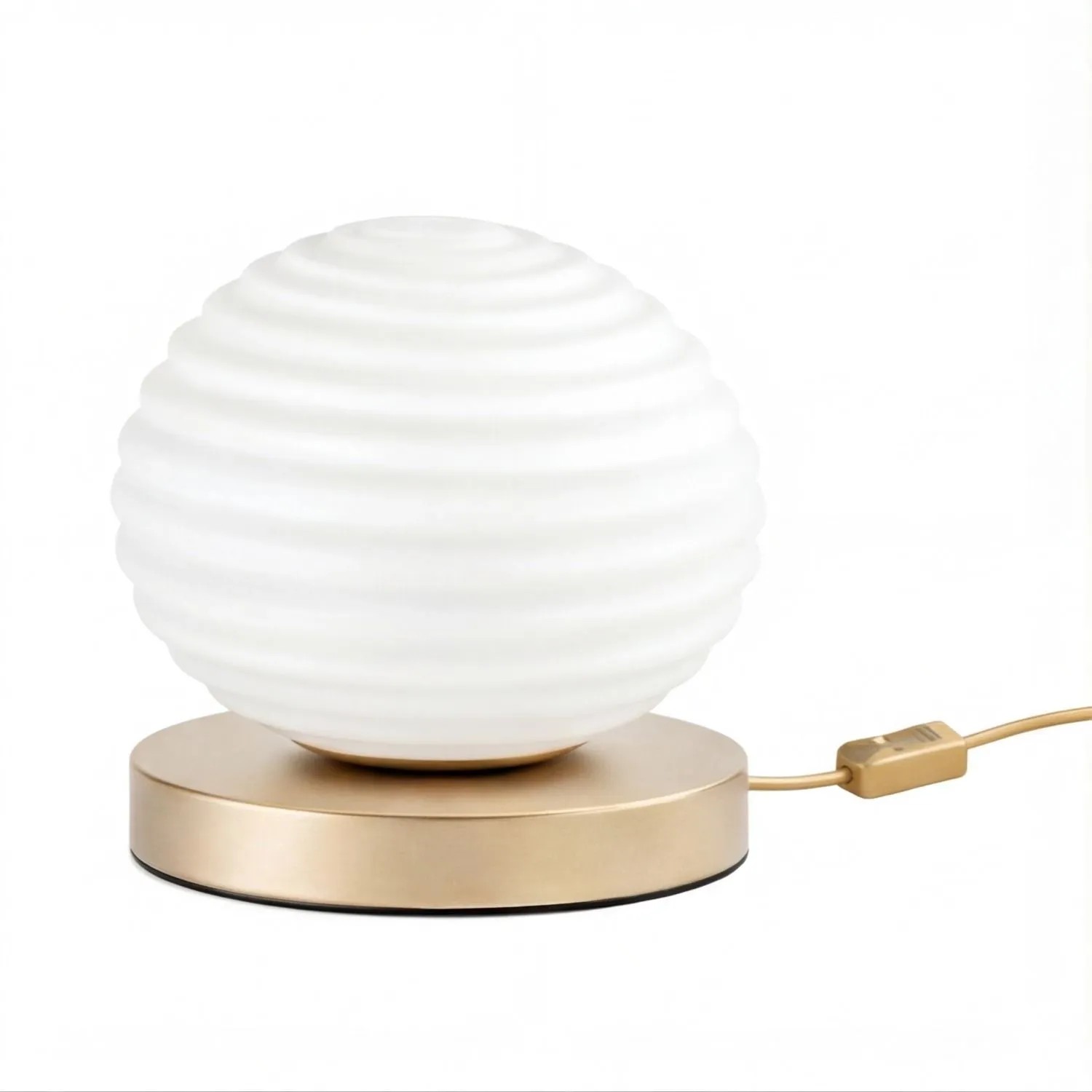 Licht-Erlebnisse Tischleuchte Klein 16,5 CM Hoch Metall Glas E27 In Gold Weiß Modern