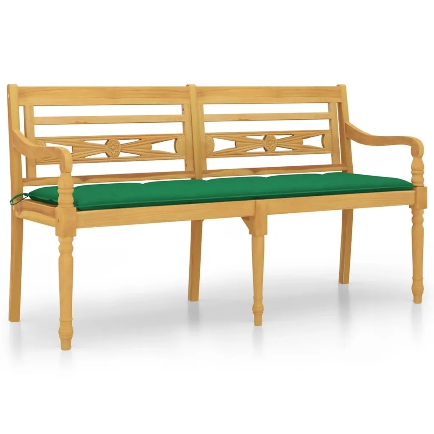 vidaXL Batavia-Bank mit Grünem Kissen 150 cm Massivholz Teak 3100846