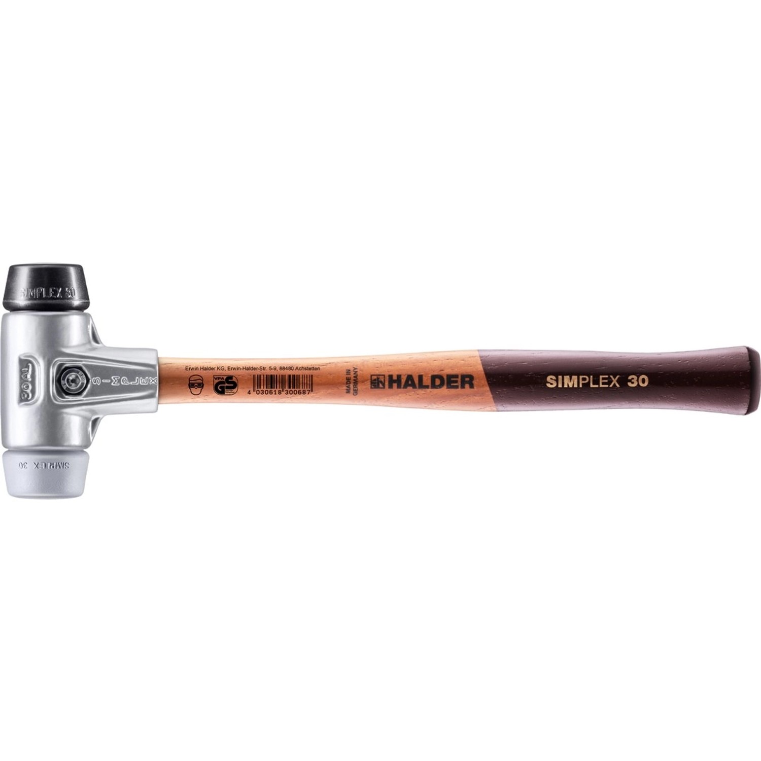 Halder Simplex Schonhammer Ø 30 mm Gummi Schwarz   TPE-mid Grau mit Alumini günstig online kaufen