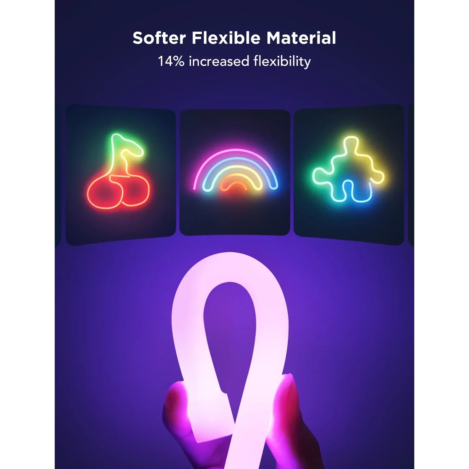 Flexibler, weißer Govee Neon Lichtschlauch als LED-Streifen, biegbar für individuelle Formen.