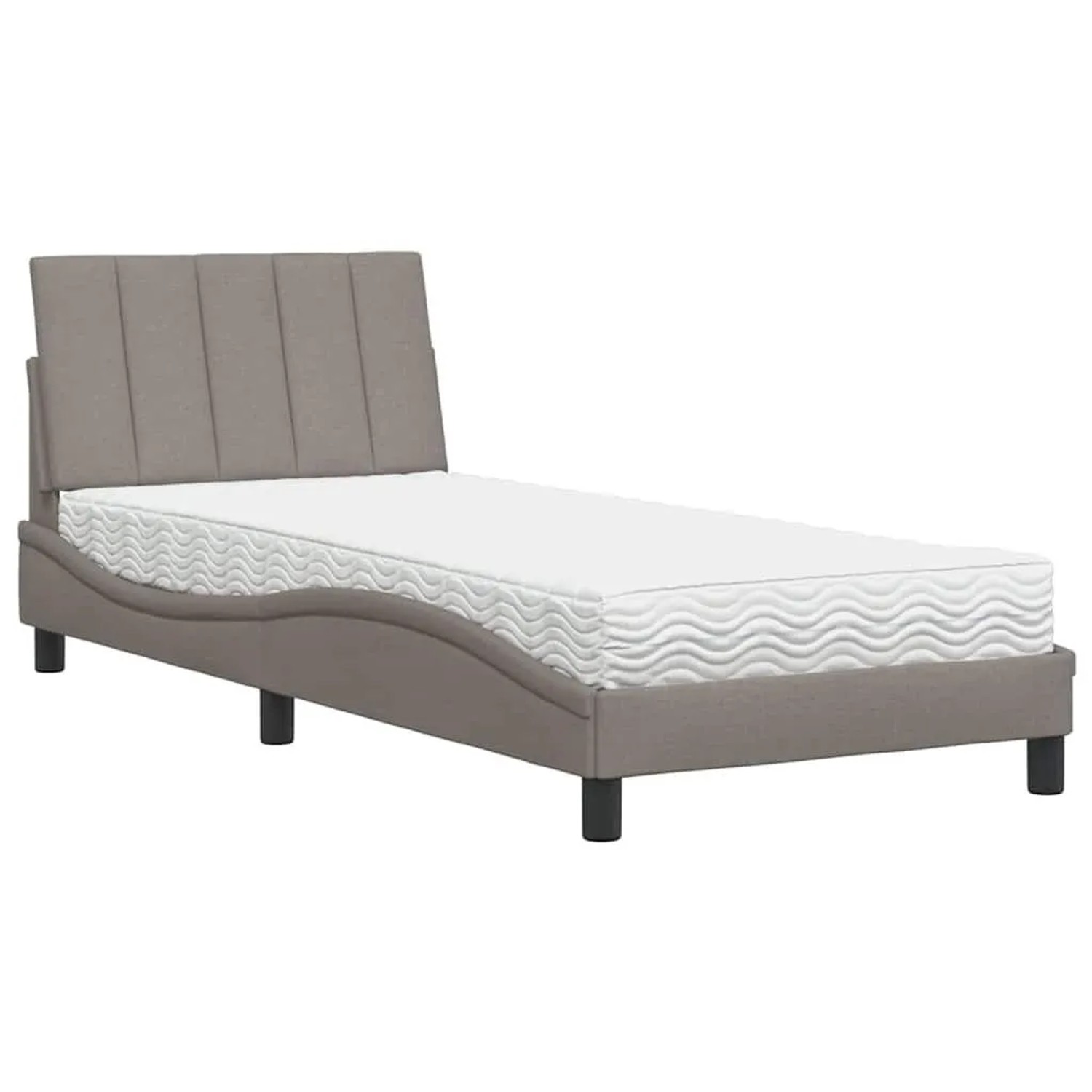 vidaXL Bett mit Matratze Hanko Taupe 90x200 cm Stoff 3310507