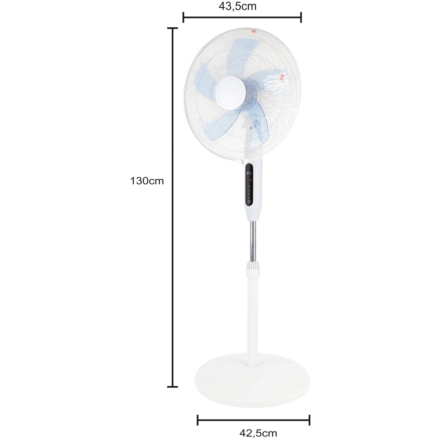 Weißer Standventilator SV 55-41 Cool Air, Ø 43 cm, Höhe 130 cm. Ventilator mit rundem Standfuß.