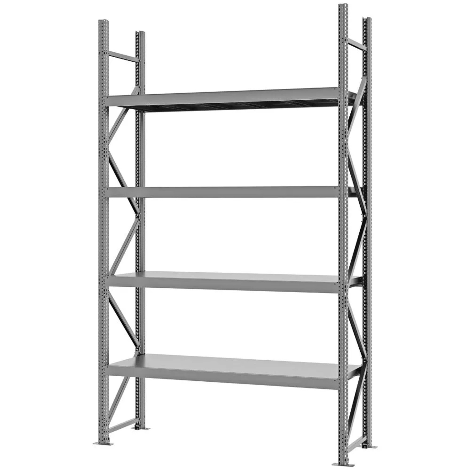 PROREGAL Weitspannregal Schraub-Stecksystem MAGNUS PRO Made In Germany Grundregal 300x175x50cm 4 Ebenen Stahlböden Fachlast 700kg Verzinkt