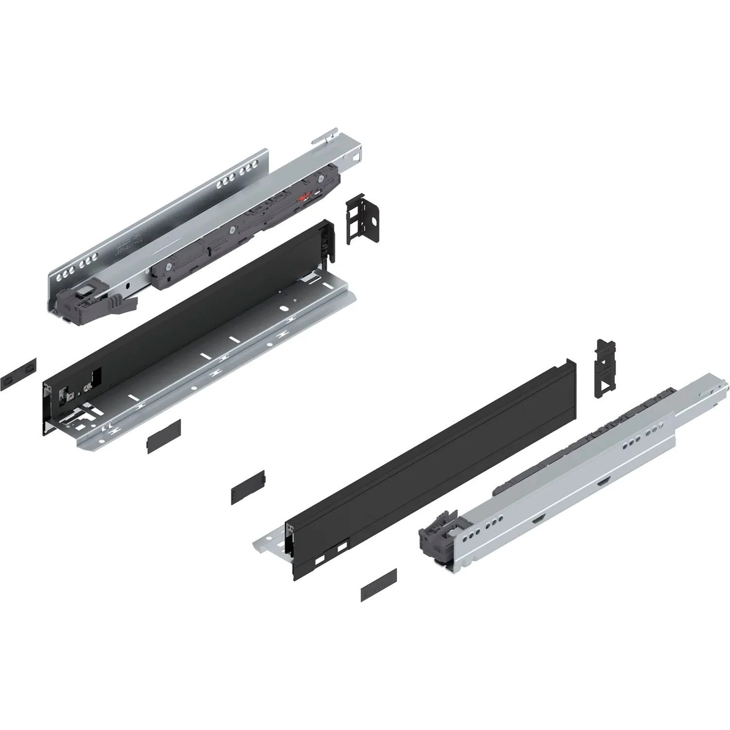 Blum Legrabox Pure Set Höhe N Tip-On Vollauszug 400 mm 40 kg Carbonschwarz 1 Paar