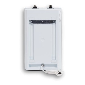 Vaillant Untertisch-Elektrospeicher VEN10UN, 10 Liter, Rückansicht mit Montagevorrichtung und Stromkabel.