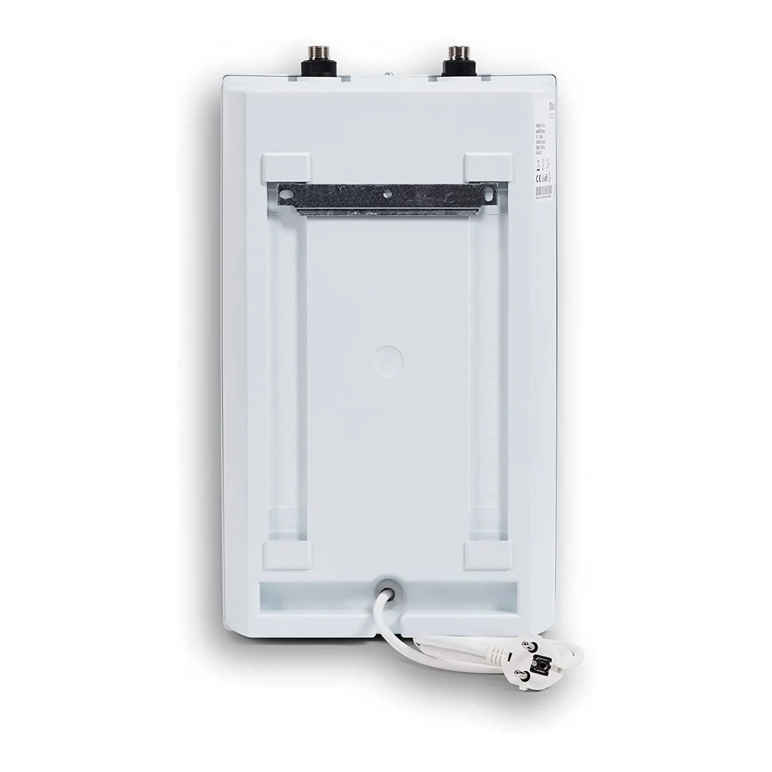 Vaillant Untertisch-Elektrospeicher VEN10UN, 10 Liter, Rückansicht mit Montagevorrichtung und Stromkabel.
