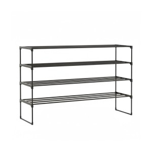 Relaxdays Schuhregal Metall Schwarz Stapelbar Stecksystem 4 Ebenen 72 cm x 117 cm x 30 cm