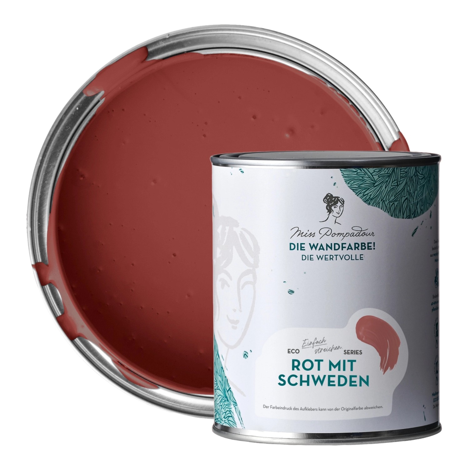 MissPompadour Extramatte Wandfarbe Rot mit Schweden 1L Hochdeckend Spritzfrei