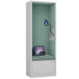 DELUKE Akustikkabine mit Schalldämmung TAGO 185x60x40cm Grau-Grün Telefonkabine Meetingbox Telefonbox Akustikbox Bürokabine