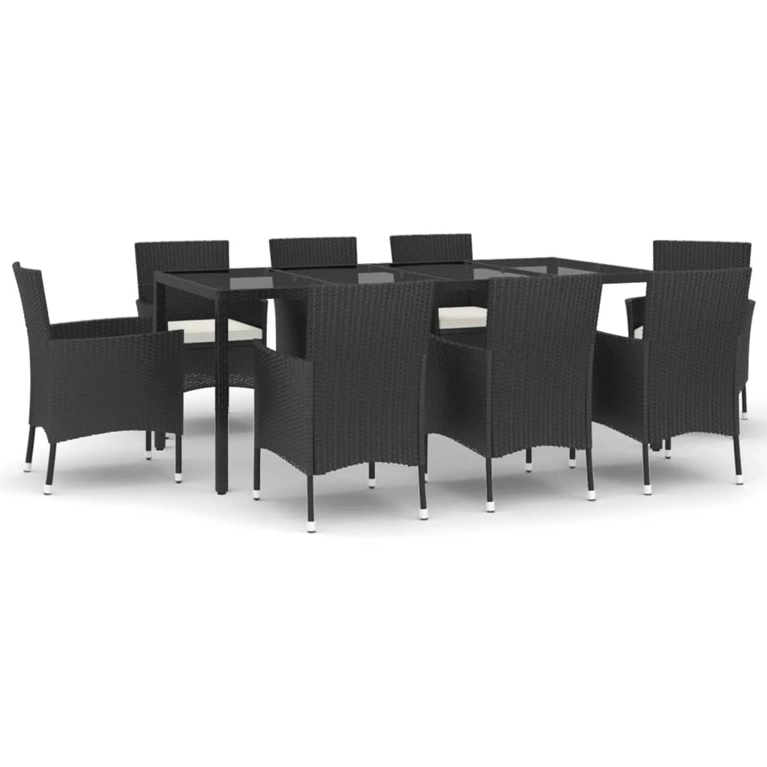 vidaXL 9-Tlg Garten-Essgruppe mit Kissen Schwarz Poly Rattan 3187322 günstig online kaufen