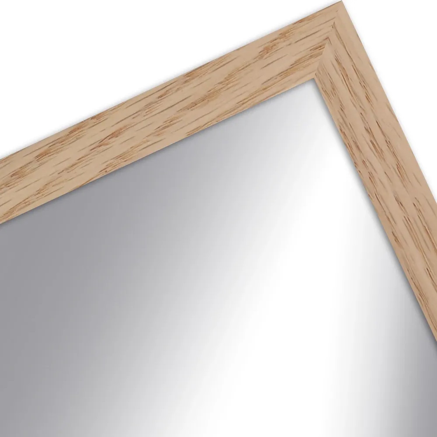 Moderner Wandspiegel (53x73 cm) mit Rahmen in Eiche-Optik. Holzspiegel für Hoch- und Querformat.