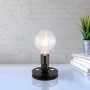 Schwarze, matte Globo Tischlampe Johanna mit E27 Fassung, ohne Leuchtmittel.