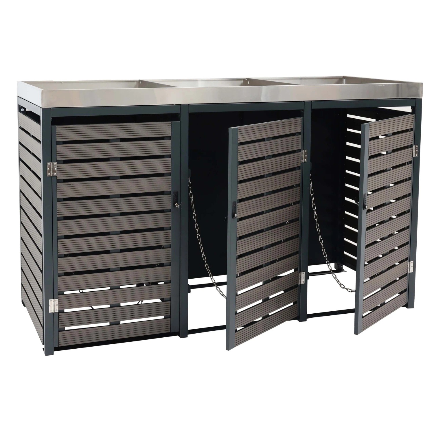 Proregal 3er Mülltonnenverkleidung Mit Pflanzkasten HxBxT 124x200x84 cm Ant günstig online kaufen