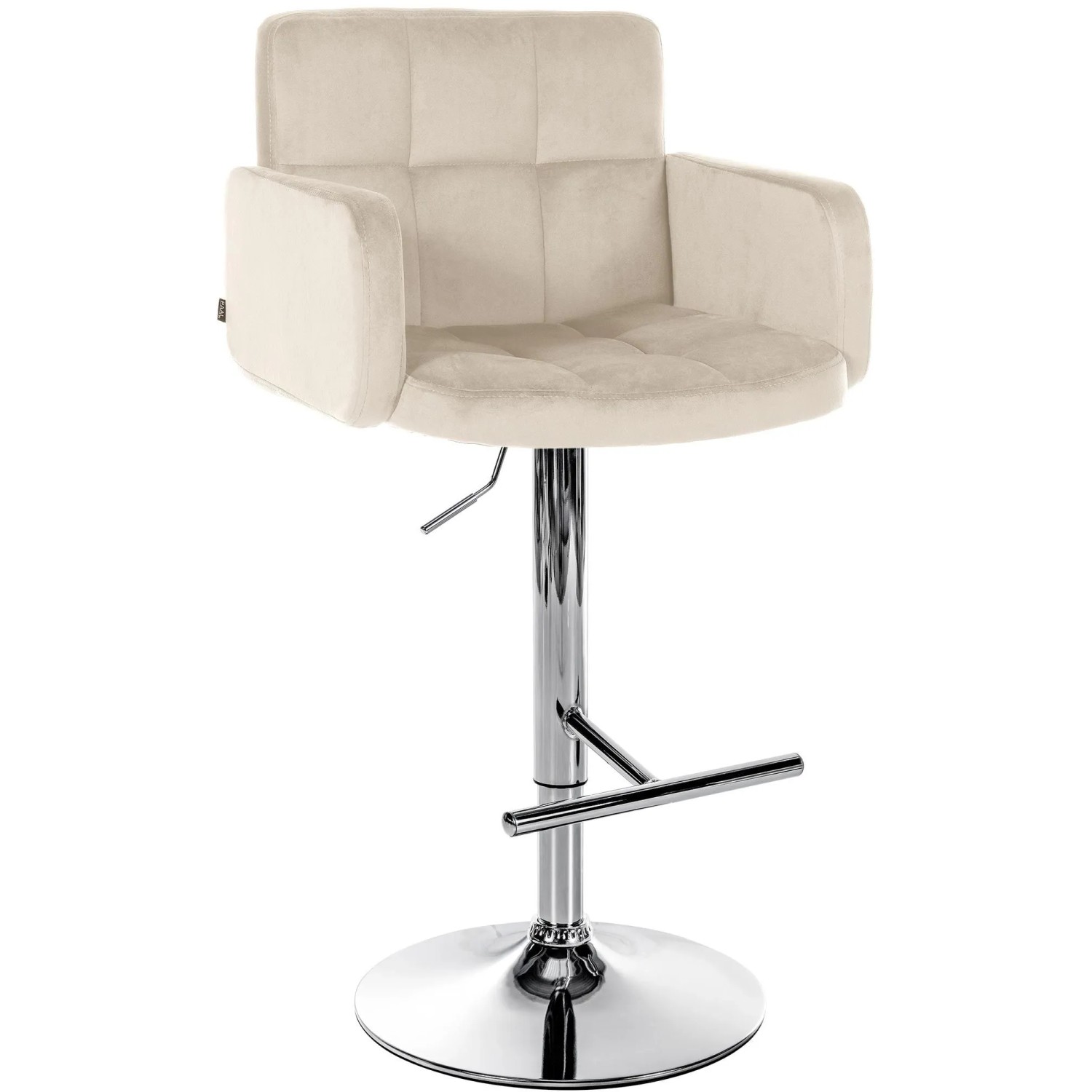DELUKE Barhocker SUTUN Samt Creme 60x56x93cm Silber Barstuhl Mit Lehne Drehbar Tresenhocker Tresenstuhl