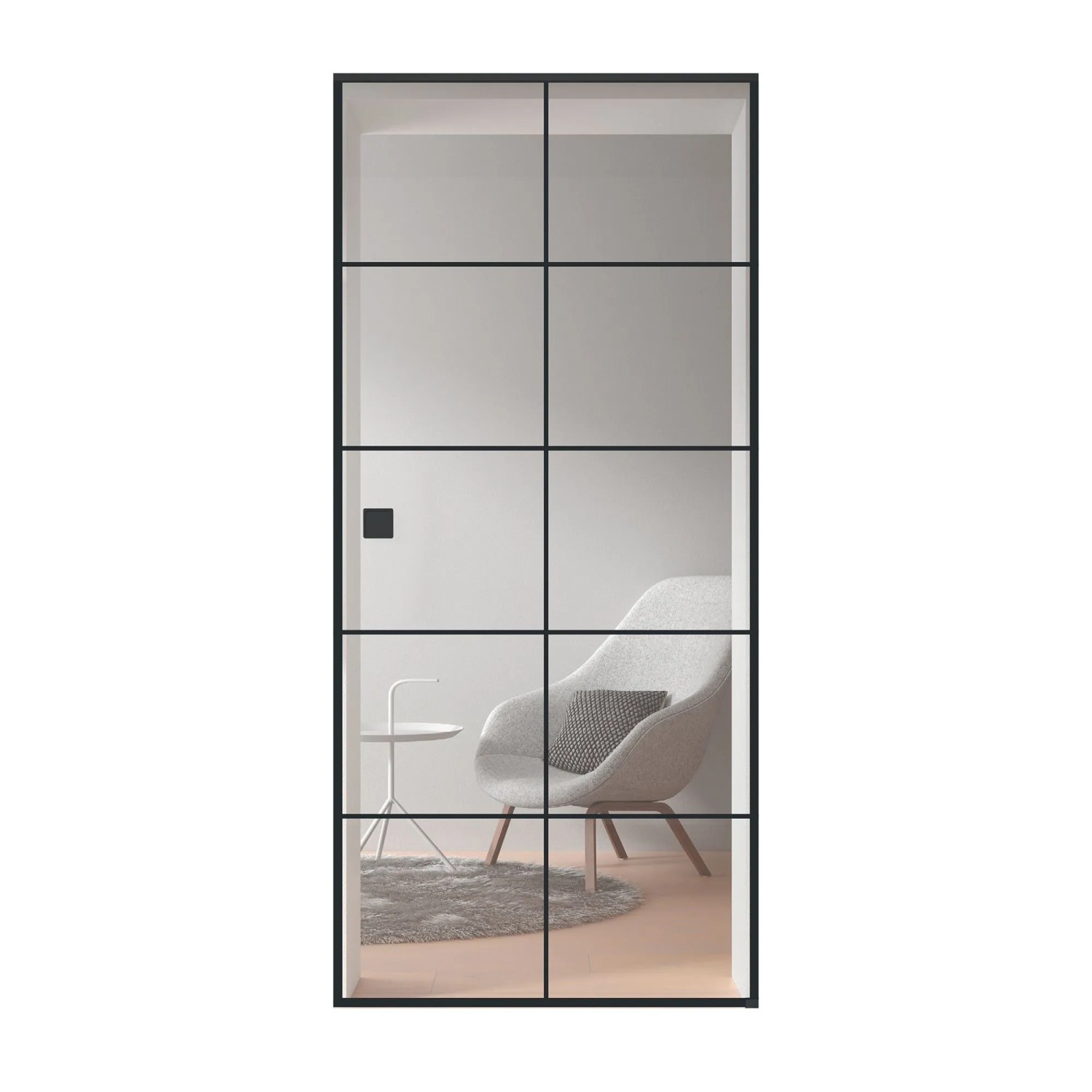 Skyscope Glasschiebetür ESG Klarglas Siebdruck 76/02 Black 2060 x 940 x 8 mm