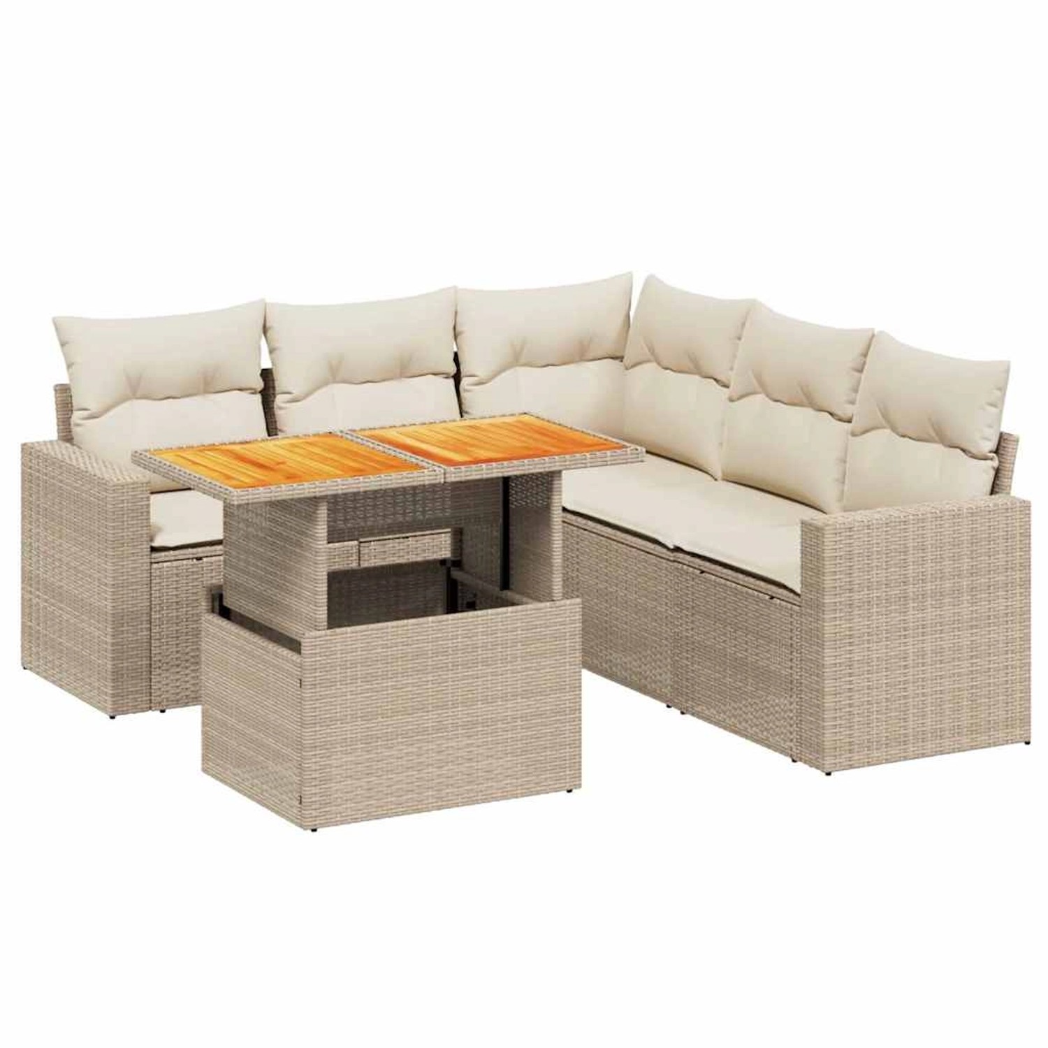 vidaXL 6-Tlg Garten-Sofagarnitur mit Kissen Beige Poly Rattan 3271310 günstig online kaufen