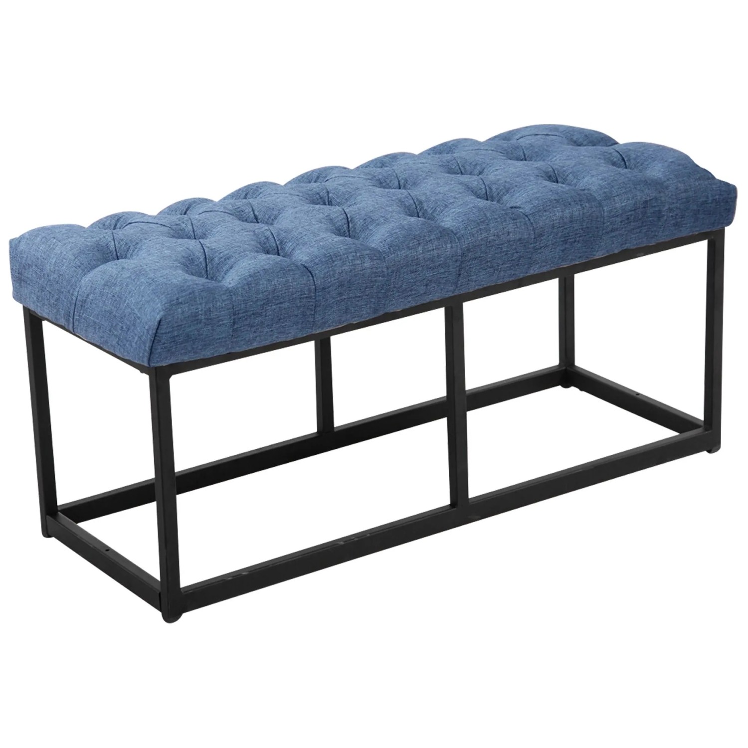 DELUKE Sitzbank MEXICO Stoff Blau 100x38x46cm Sitzbank Flur Sitzhocker Esszimmerbank Polsterbank Schlafzimmer