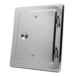 Edelstahl Kamintür 200x140mm mit Vierkantschlüssel für Schornstein Reinigung