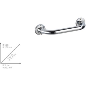 Wenko Badewannengriff Basic, 25 cm, Edelstahl hochglanzpoliert für mehr Sicherheit im Bad.