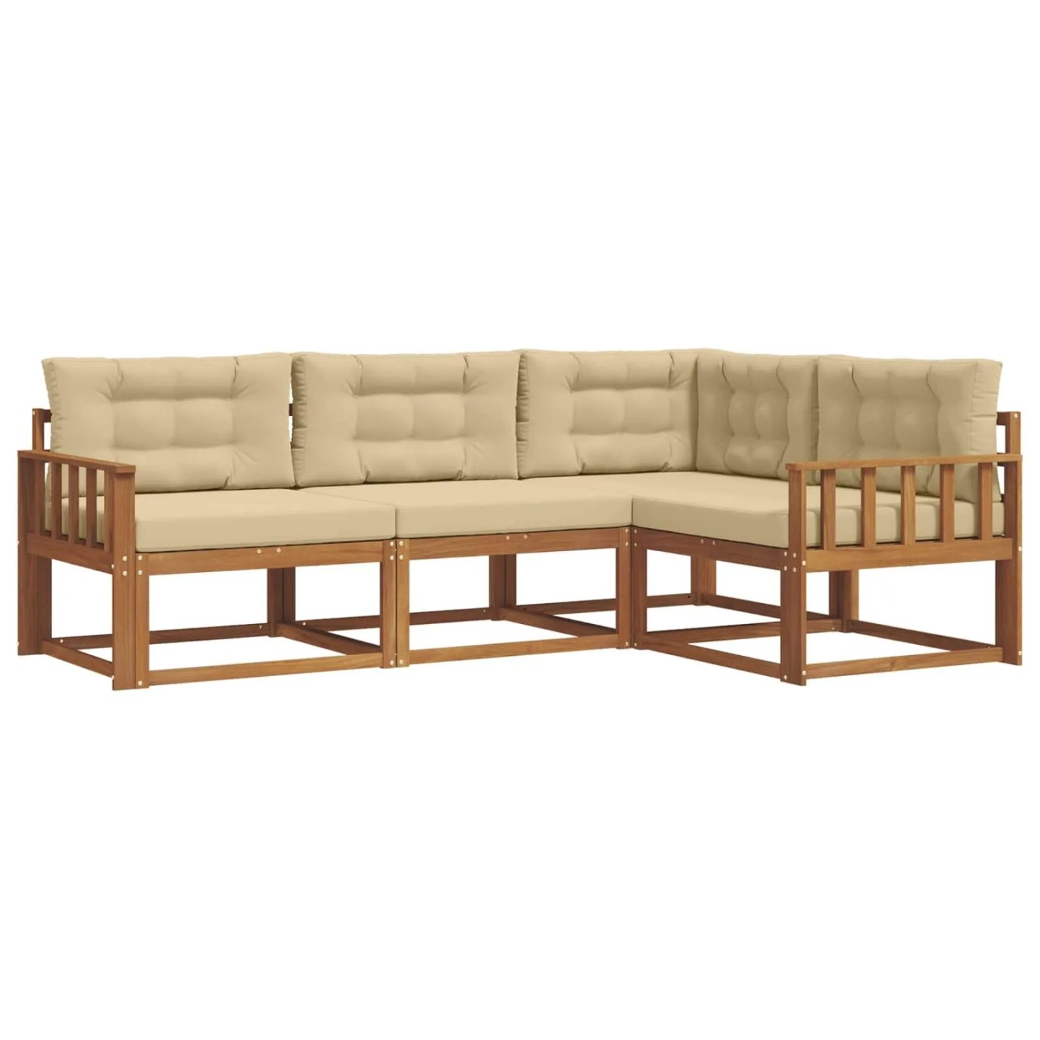 vidaXL Outdoor-Sofagarnitur mit Kissen 4-Tlg Natur und Beige 3367506