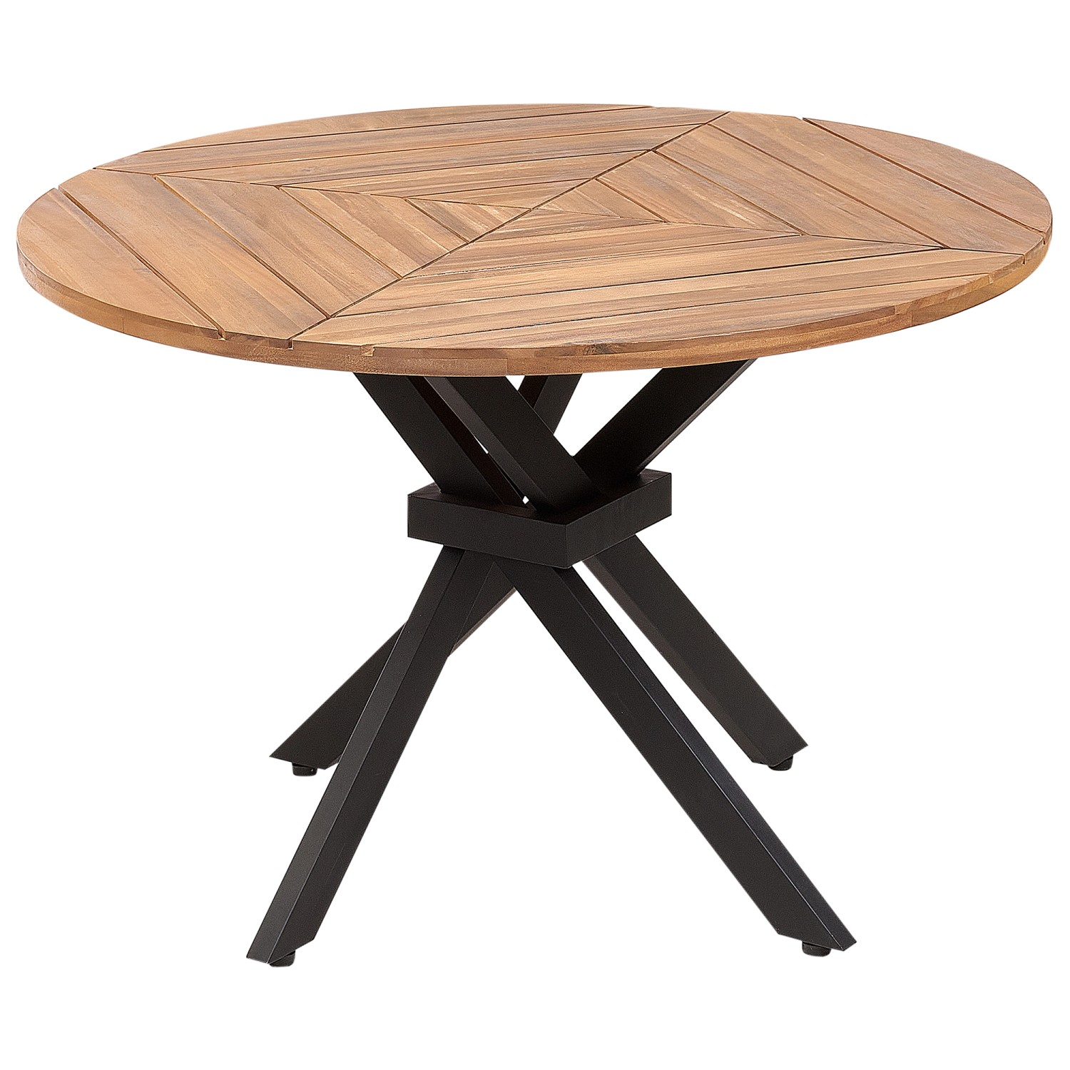 Beliani Runder Tisch LISSONE Heller Holzfarbton Schwarz 110x110x75 günstig online kaufen