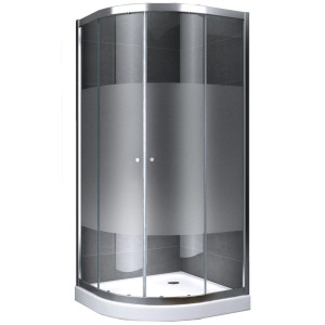 Viertelkreis Komplettdusche, teilsatiniert, 80x80x190 cm, mit Schiebetüren und Alu-Profilen.