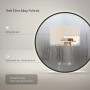 Emke LED Badspiegel 70cm mit Antibeschlag-Funktion und Uhr. Detailaufnahme der Spiegeloberfläche.
