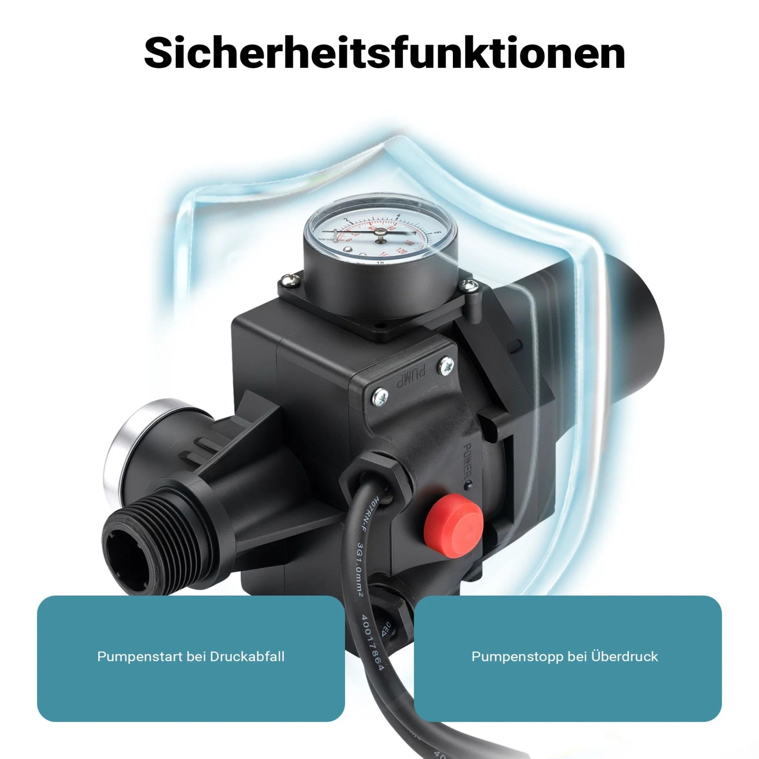 Wiltec Druckschalter Kabel Skd-3 230V 1-Phasig Pumpensteuerung Hauswasserwerk_5